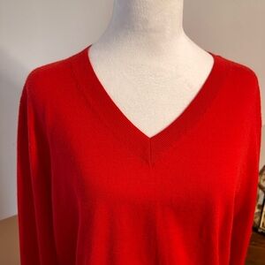 Tory Sport V-Neck Sweater in Bold Red